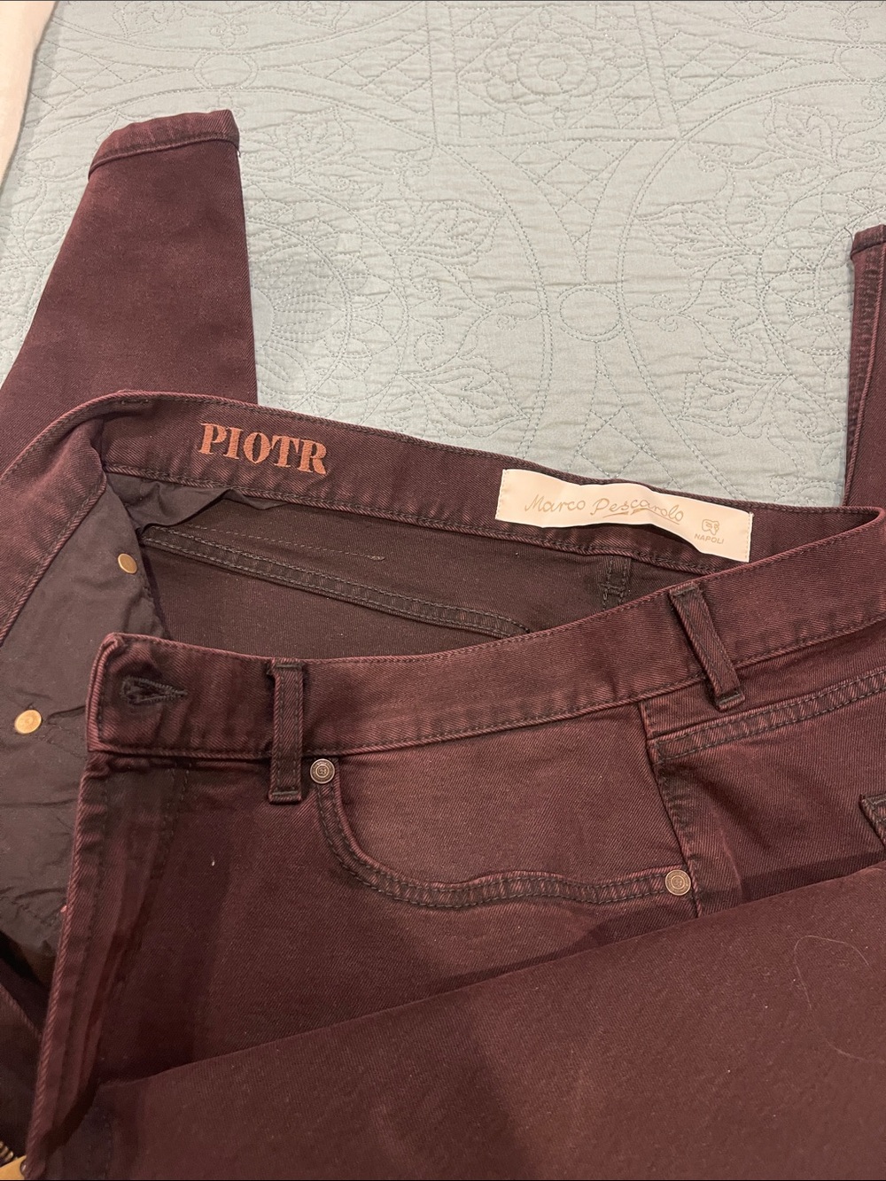 Marco Pescarolo Men’s  Straight Fit Maroon Jeans size 36x30 - Picture 3 of 11